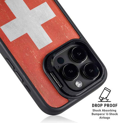 Switzerland Flag Distressed iPhone 16 Pro Kickstand Case
